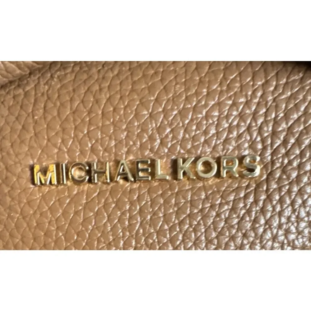 Michael Kors Brown Pebbled Leather Backpack Gold Hardware Zipper‎ Inner Pockets